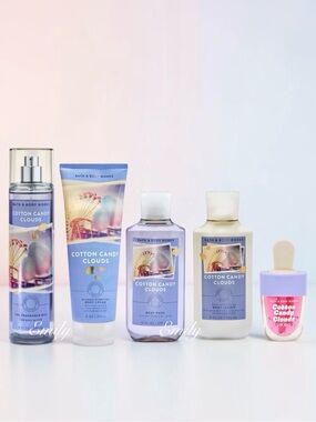 5-PC COTTON CANDY CLOUDS Bath & Body Works Lotion Mist Body Wash Lip Oil Bundle